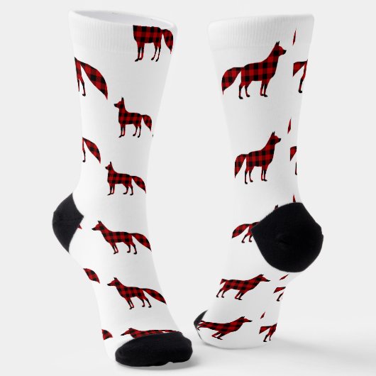 バッファロープレイドレッドキツネ ソックス (傾斜あり)