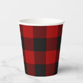 バッファロープレイドレッドスコティッシュクランタータンチェック紙カップ 紙コップ (正面)