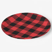 バッファロープレイドレッドブラックチェック ペーパープレート (アングル)