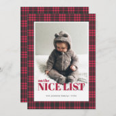 バッファロープレイドレッドブラックニースリスト写真クリスマス シーズンカード (正面/裏面)