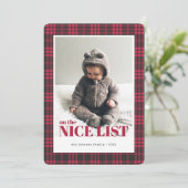 バッファロープレイドレッドブラックニースリスト写真クリスマス 招待状 (スタンド正面)