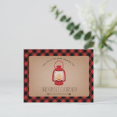 バッファロープレイドレッドランタンキャンプ誕生日 インビテーションポストカード (スタンド正面)