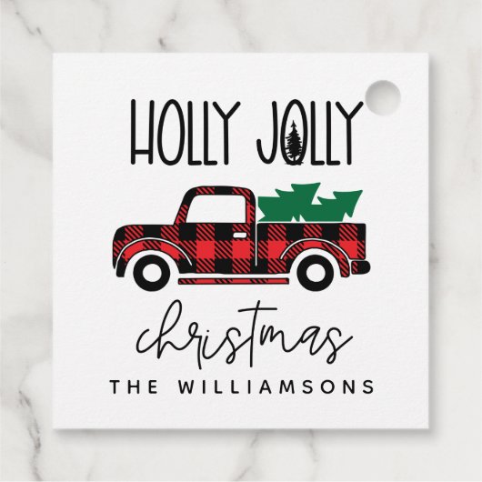 バッファロープレイドレッドヴィンテージトラック名ホリデー フェイバータグ (裏面)