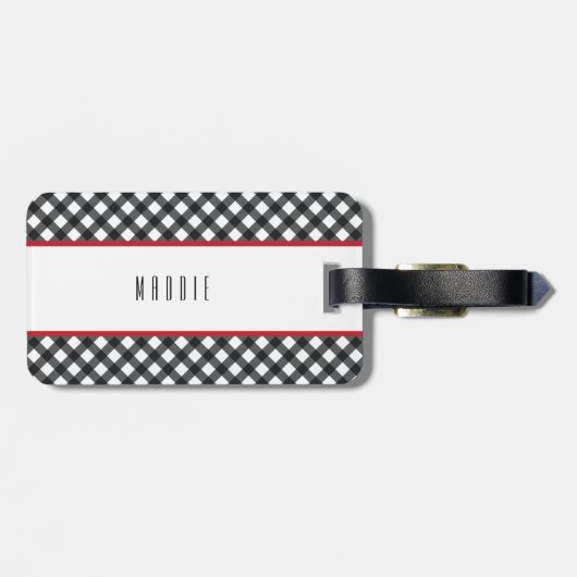 バッファロープレイドレッド白黒クラシックラゲッジタグ ラゲッジタグ (裏面横)