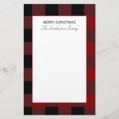 バッファロープレイドレッド白黒ファミリークリスマス 便箋 (正面)