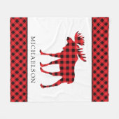 バッファロープレイドレッド素朴クリスマスムースシルエット フリースブランケット (正面(横))