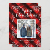 バッファロープレイドレッド素朴タータンチェッククリスマスフォト シーズンカード (正面/裏面)