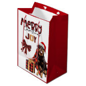 バッファロープレイドロットワイラードッグクリスマス ミディアムペーパーバッグ (正面アングル)