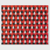 バッファロープレイドロベルジャッククリスマスツリーシルバーレッド ラッピングペーパー (フラット)