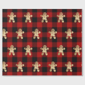 バッファロープレイドロベルジャック金ゴールドジンガーブレッドブラック ラッピングペーパー (フラット)