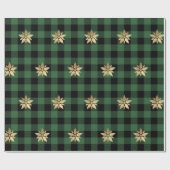 バッファロープレイドロンベルジャッククリスマススターズ緑 ラッピングペーパー (フラット)
