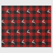 バッファロープレイドロンベルジャッククリスマスディアシルバー ラッピングペーパー (フラット)