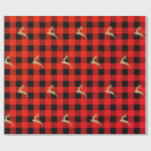 バッファロープレイドロンベルジャッククリスマスディアー金ゴールドレッド ラッピングペーパー (フラット)