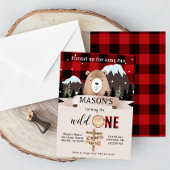 バッファロープレイドワイルドワンクマ1歳の誕生日 招待状