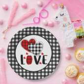 バッファロープレイドヴァレンティーンズラブ ペーパープレート (パーティー)