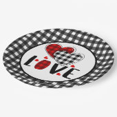 バッファロープレイドヴァレンティーンズラブ ペーパープレート (アングル)
