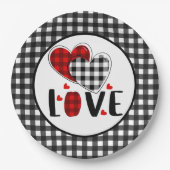 バッファロープレイドヴァレンティーンズラブ ペーパープレート (正面)