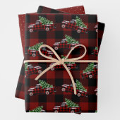 バッファロープレイドヴィンテージピックアップクリスマス ラッピングペーパーシート (インサイチュ)