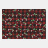 バッファロープレイドヴィンテージピックアップクリスマス ラッピングペーパーシート (正面)