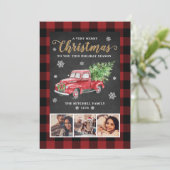 バッファロープレイドヴィンテージレッドトラッククリスマス3写真 シーズンカード (スタンド正面)