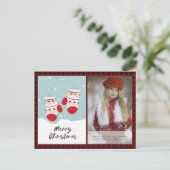 バッファロープレイド写真クリスマスニューイヤーフォークアート2 ポストカード (スタンド正面)