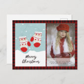 バッファロープレイド写真クリスマスニューイヤーフォークアート2 ポストカード (正面/裏面)