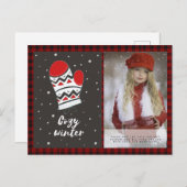 バッファロープレイド写真クリスマスニューイヤーフォークアート ポストカード (正面/裏面)