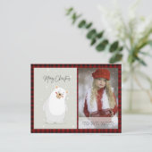 バッファロープレイド写真クリスマス新年の民俗PolarBear ポストカード (スタンド正面)