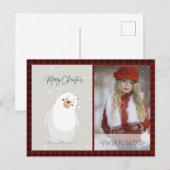 バッファロープレイド写真クリスマス新年の民俗PolarBear ポストカード (正面/裏面)