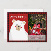 バッファロープレイド写真クリスマス新年の民俗PolarBear ポストカード (正面/裏面)