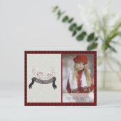 バッファロープレイド写真クリスマス新年の民話ホリー ポストカード (スタンド正面)