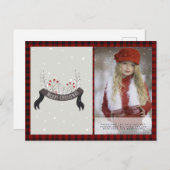 バッファロープレイド写真クリスマス新年の民話ホリー ポストカード (正面/裏面)