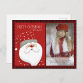 バッファロープレイド写真クリスマス新年フォークアートサンタ ポストカード (正面/裏面)