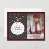 バッファロープレイド写真クリスマス新年フォークアートバウブル ポストカード (正面/裏面)