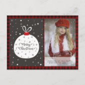 バッファロープレイド写真クリスマス新年フォークアートバウブル ポストカード (正面)