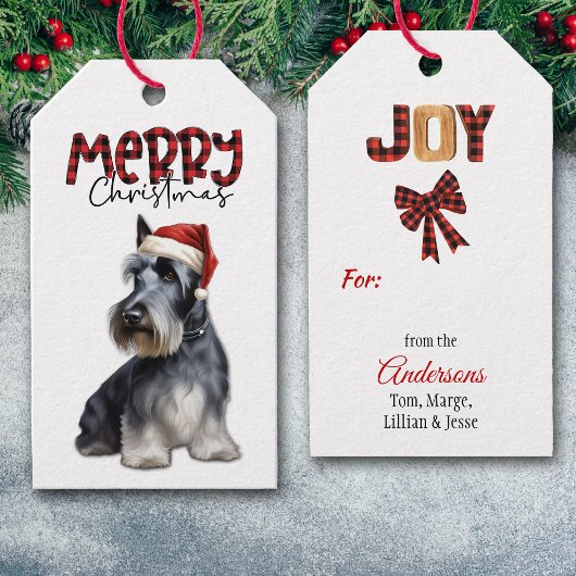 バッファロープレイド文字スコティッシュテリアクリスマス ギフトタグ