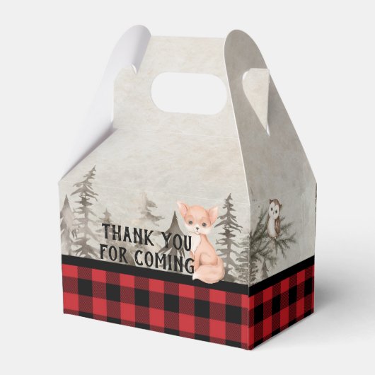 バッファロープレイド森林の動物ベビーシャワー フェイバーボックス (裏面サイド)