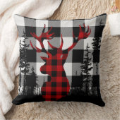 バッファロープレイド森林の松の森のスタグヘッド クッション (ブランケット)