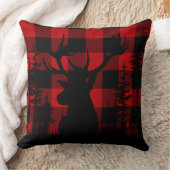 バッファロープレイド森林の松の森のスタグヘッド クッション (ブランケット)