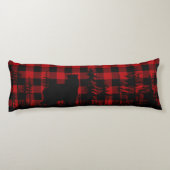 バッファロープレイド森林の松の森クマのフォーエージング ボディピロー (裏面)