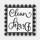 バッファロープレイド白黒クリーン汚れ食洗機 マグネット (正面)