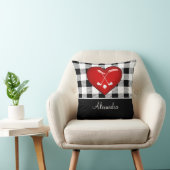 バッファロープレイド白黒ゴルフクラブ赤いハート クッション (椅子)