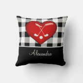 バッファロープレイド白黒ゴルフクラブ赤いハート クッション (裏面)
