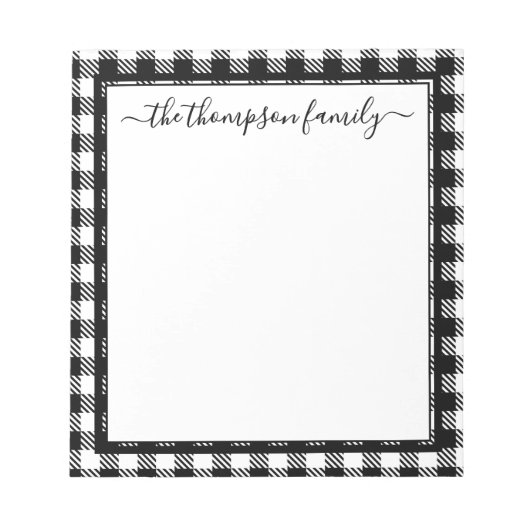 バッファロープレイド白黒スクリプトファミリ名 ノートパッド (正面)