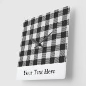 バッファロープレイド白黒パーソナライズされた スクエア壁時計 (傾斜)