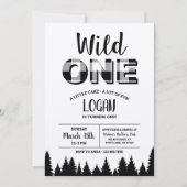 バッファロープレイド第1誕生日招待状 – ワイルドワン 招待状 (正面)