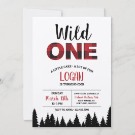 バッファロープレイド第1誕生日招待状 – ワイルドワン 招待状