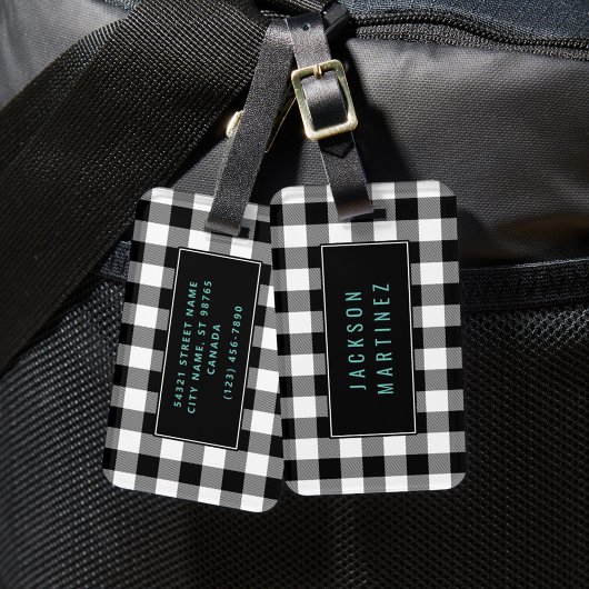 バッファロープレイド荷物タグ(黒と白) ラゲッジタグ
