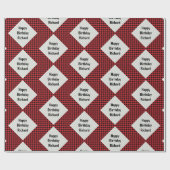 バッファロープレイド誕生日ギフトラップ名の追加 ラッピングペーパー (フラット)