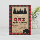 バッファロープレイド誕生日招待状 招待状 (スタンド正面)